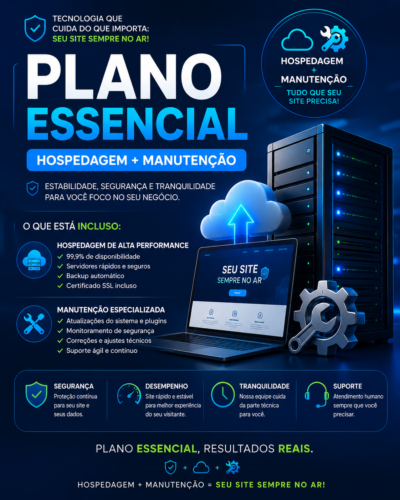 Home plano essencial (hospedagem + manutenção)
