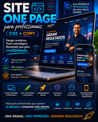 Home site one page para profissionais (css + copy)