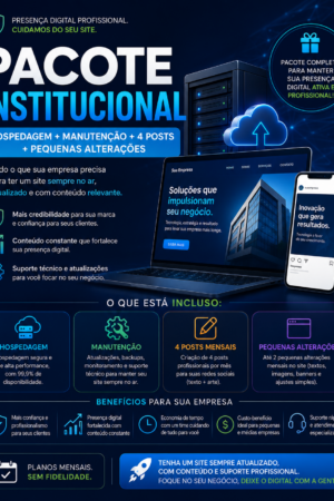 Home pacote institucional hospedagem + manutenção + 4 posts + pequenas alterações