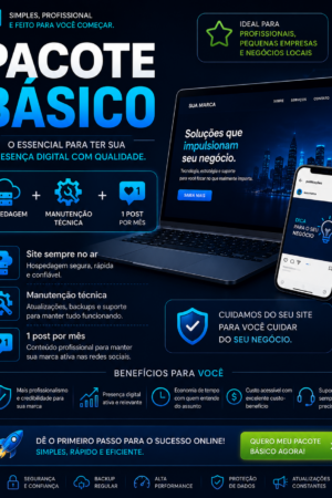 pacote básico hospedagem + manutenção técnica + 1 post