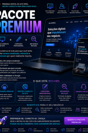 pacote premium gestão completa de site + conteúdo + seo básico