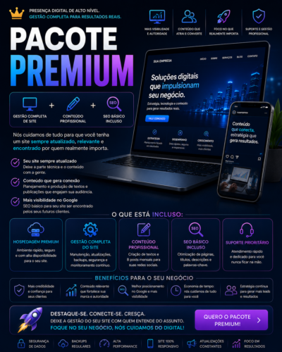 pacote premium gestão completa de site + conteúdo + seo básico