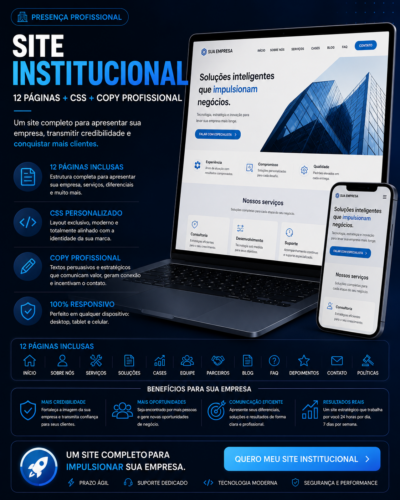 Home site institucional (12 páginas + css + copy)